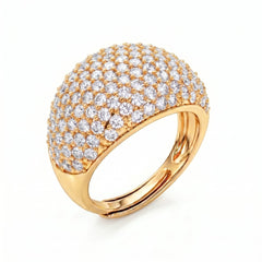 Anello Bombato Pavé con Zirconi Bianchi