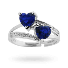 Bague double Cœur Bleu