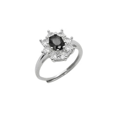 Bague Kate Fiore avec Pierre Noire et Zircones Blancs