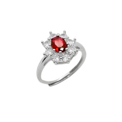 Bague Kate Fleur avec Pierre Rouge et Zircones Blancs