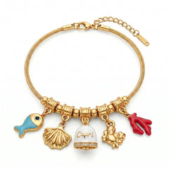 Bracciale con Campanella Capri Smaltata Bianca e Charms del Mare