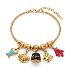 Bracciale con Campanella Capri Smaltata Nera e Charms del Mare
