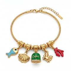 Bracciale con Campanella Capri Smaltata Verde e Charms del Mare