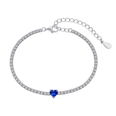 Bracelet Tennis avec Cœur Bleu