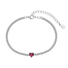 Bracelet Tennis avec Cœur Rouge