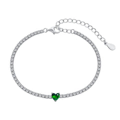 Bracelet Tennis avec Cœur Vert