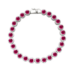 Bracelet Tennis Fleur Rouge Magenta