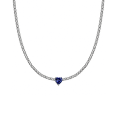 Collier Choker Tennis Cœur Bleu