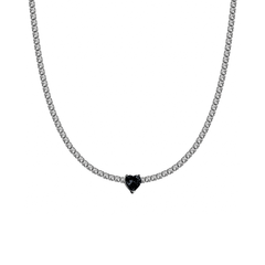 Collier Choker Tennis Cœur Noir