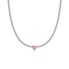 Collier Choker Tennis Cœur Rose