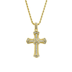 Collana Croce Gotica Intrecciata Placcata in Oro 18kt con Fune Corda Slim 1,5 mm