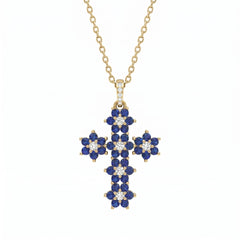 Collier Croix "Magic Emerald" Bleu