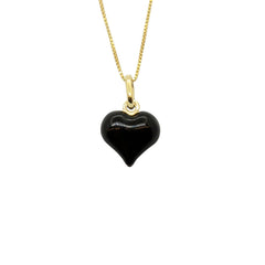 Collier Cœur Bombé Émaillé Noir