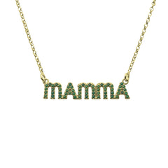 Collier Maman Zirconiums Verts