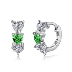 Orecchini Cerchio Tre Cuori Verde