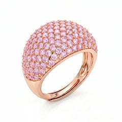 Anello Bombato Pavé con Zirconi Rosa