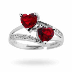 Bague double Cœur Rouge