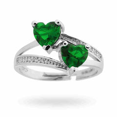Bague double Cœur Vert