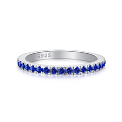 Anello Eternity Veretta con Zirconi Blu 2 mm