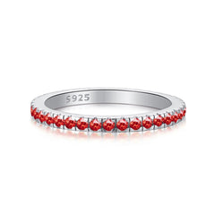 Anello Eternity Veretta con Zirconi Rossi 2 mm