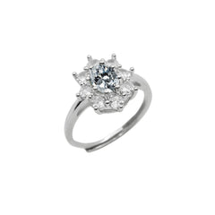 Bague Kate Fleur avec Pierre Blanche et Zircones Blanches