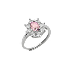Bague Kate Fiore avec pierre rose et zircones blanches