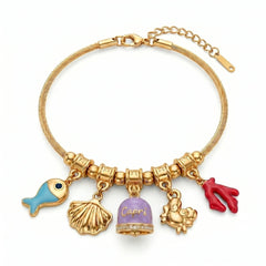 Bracciale con Campanella Capri Smaltata Glicine e Charms del Mare