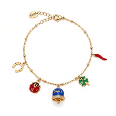 Bracciale Portafortuna con Campanella "Capri" Blu