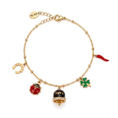 Bracciale Portafortuna con Campanella "Capri" Nera
