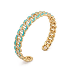 Bracciale Rigido Groumette Smaltato Verde Petrolio