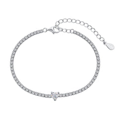 Bracelet Tennis avec Cœur Blanc