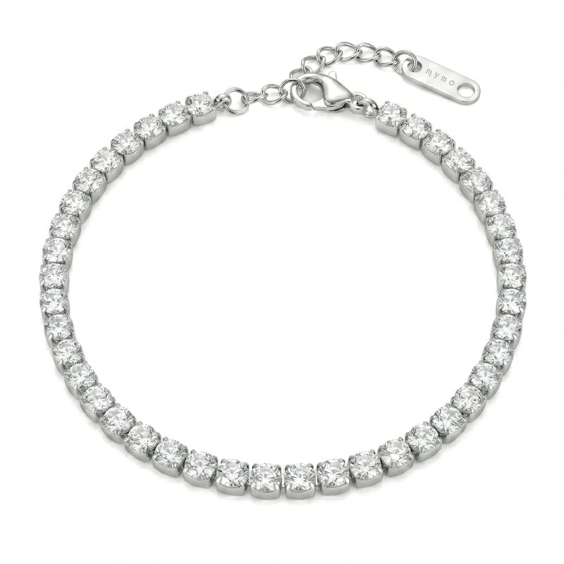 Bracciale Tennis con Zirconi Bianchi 3 mm in Acciaio Inossidabile - My Mo Gioielli