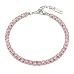 Bracciale Tennis con Zirconi Rosa Pastello 3 mm
