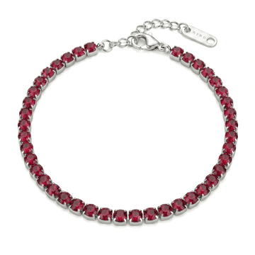 Bracciale Tennis con Zirconi Rossi 3 mm in Acciaio Inossidabile - My Mo Gioielli
