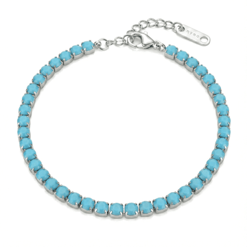 Bracciale Tennis con Zirconi Turchese Opaco 3 mm in Acciaio Inossidabile - My Mo Gioielli