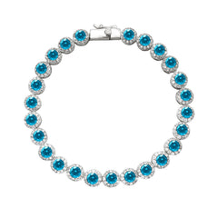 Bracelet Tennis Fleur Bleu Ciel