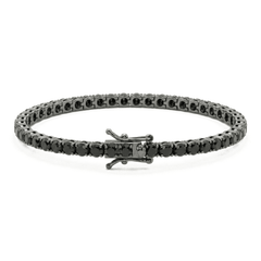 Bracelet Tennis zircones Noirs Finition Ruthénium 3 mm
