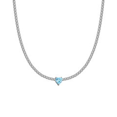 Collier Choker Tennis Cœur Bleu Azur