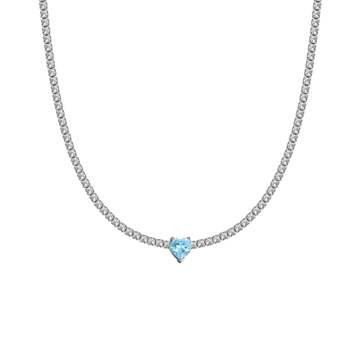 Collana Choker Tennis Cuore Azzurro - My Mo Gioielli