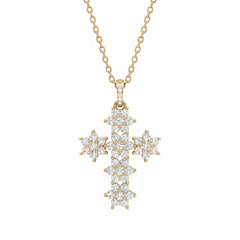 Collier Croix "Magic Emerald" Blanc