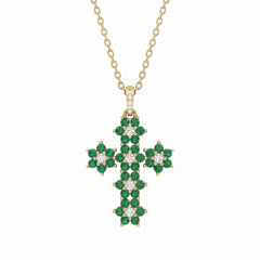 Collier Croix "Magic Emerald" Vert