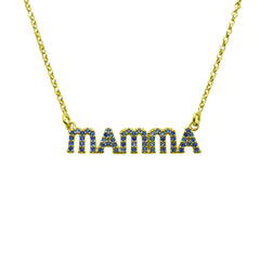 Collier Maman Zirconium Bleu