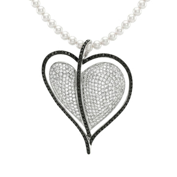 Collana Perle con Maxi Cuore 3D "Black & White" - My Mo Gioielli