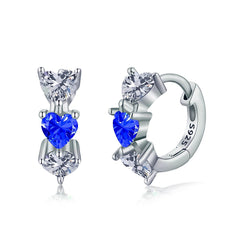 Orecchini Cerchio Tre Cuori Blu