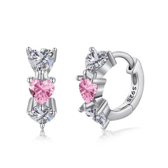 Orecchini Cerchio Tre Cuori Rosa